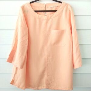 Soft Surroundings XL (18) Georgica Peach Tencel Top Tunic 3/4 Sleeve Coastal NWT